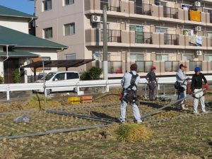 久留米市稲刈り㈱プロテクノ参加